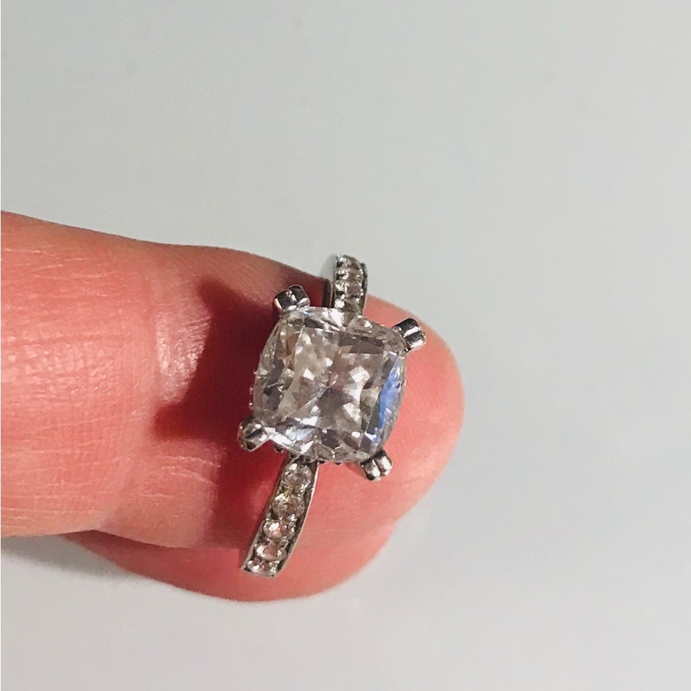 14k white gold CZ engagement ring